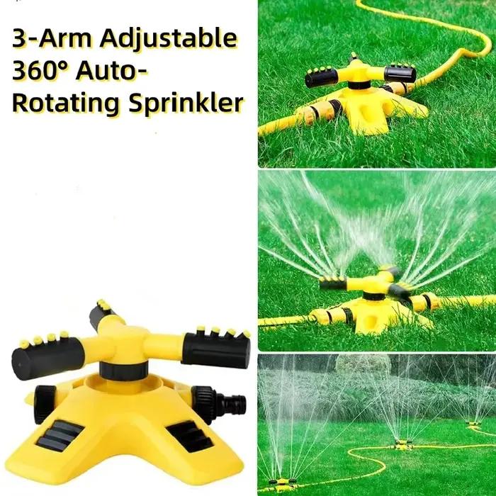 Support réglable à 3 bras 360° ° Système d'arrosage automatique rotatif - Outil d'irrigation de pelouse économe en eau