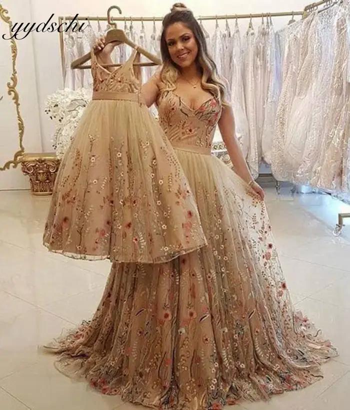 Robe de Bal Personnalisée pour Mère et Fille, Couleur Champagne, Tenue de Soirée, Mariage, Bretelles Spaghetti, Formelle, Éducative, 2025