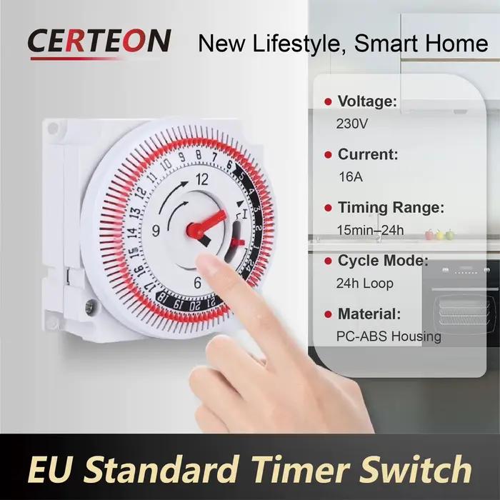 Minuterie Mécanique GT01 Programmable 15 Min à 24H Cycle 24 Heures Interrupteur Automatique pour Appareils