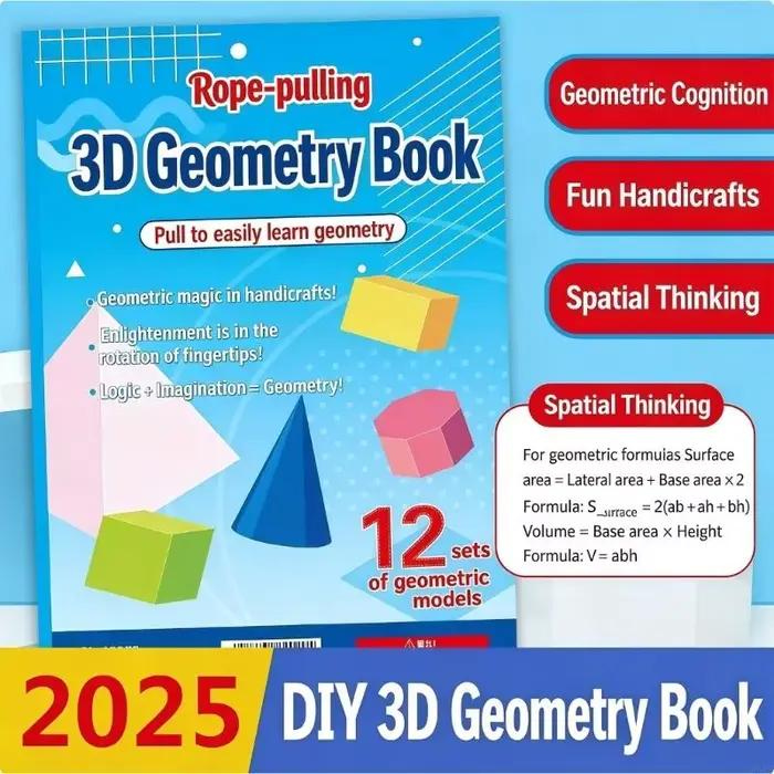 Livre géométrie 3D interactif à retirer, outil d'enseignement des mathématiques pour les enfants, apprentissage du Concept