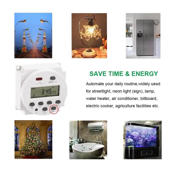 Gaqqee 1 seconde Intervalle 12V 24V 110V 220V minuterie numérique LED interrupteur 7 jours hebdomadaire Programmable relais temporisé programmeur CN101S