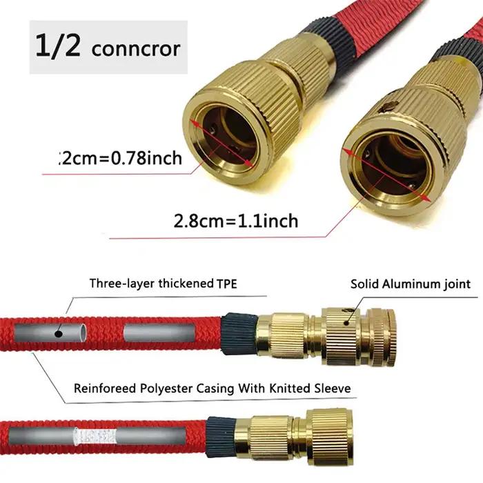 Tuyau d'arrosage extensible-noyau en latex à 4 couches de résistance supérieure robuste-connecteurs en laiton extra