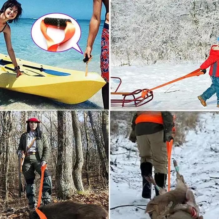 Harnais de traînage pour cerfs 2025, ceinture de chasse durable avec poignée, tireur portable, corde de traction, bande multifonctionnelle pour l'extérieur et la ferme