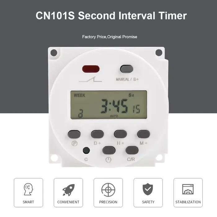 Gaqqee 1 seconde Intervalle 12V 24V 110V 220V minuterie numérique LED interrupteur 7 jours hebdomadaire Programmable relais temporisé programmeur CN101S