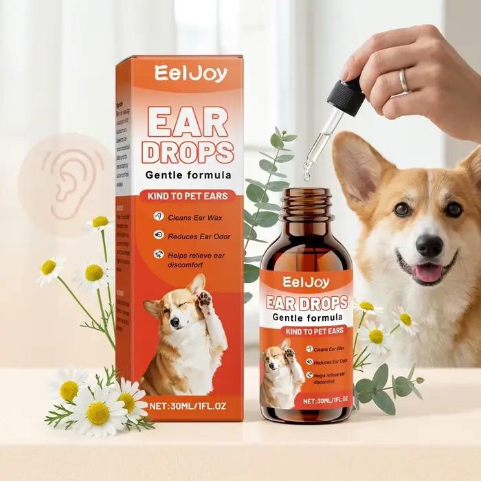 Gouttes auriculaires pour chien : éliminent le cérumen, soulagent l'inconfort auriculaire, éliminent les odeurs désagréables, liquide nettoyant doux et non irritant pour les oreilles des animaux de co