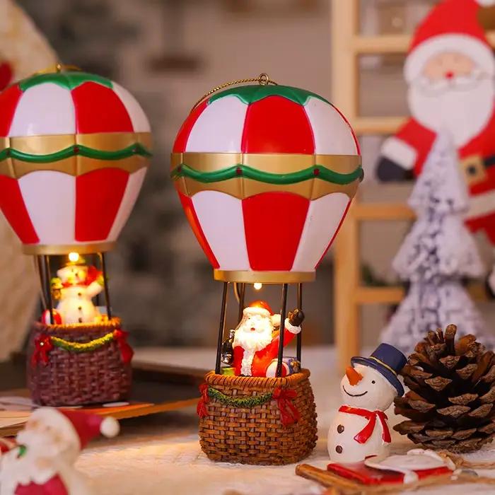 Ornements lumineux de Noël, ballon à air chaud de bonhomme de neige de père Noël avec la lumière LED, ornements d'arbre de Noël, jouet d'enfants, cadeau de nouvel an