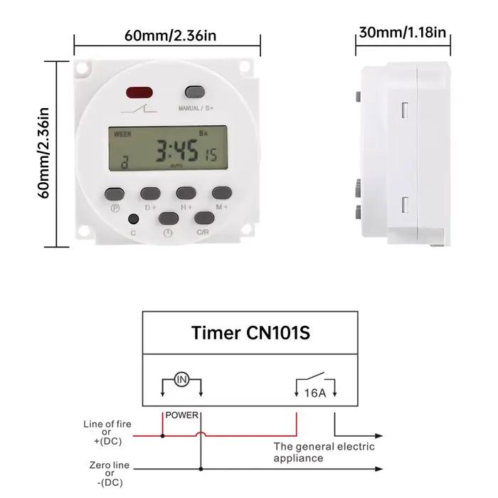 Gaqqee 1 seconde Intervalle 12V 24V 110V 220V minuterie numérique LED interrupteur 7 jours hebdomadaire Programmable relais temporisé programmeur CN101S