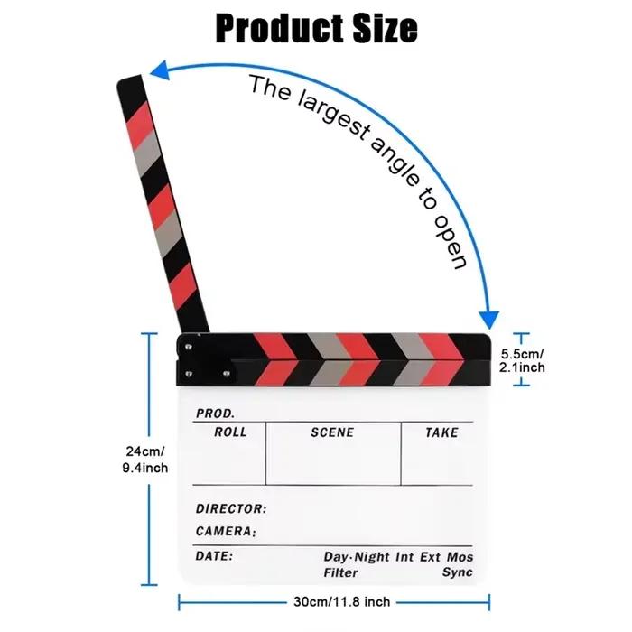 B50B-Clapperboard Acrylique Film Action Clap-Stick Directeur Clapboard Idéal pour les Productions de films, de téléviseurs et de