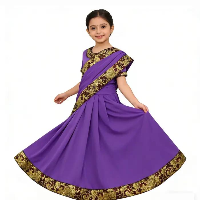 Costume traditionnel de princesse Sari pour filles indiennes, vêtements de la Nativité, robe ethnique