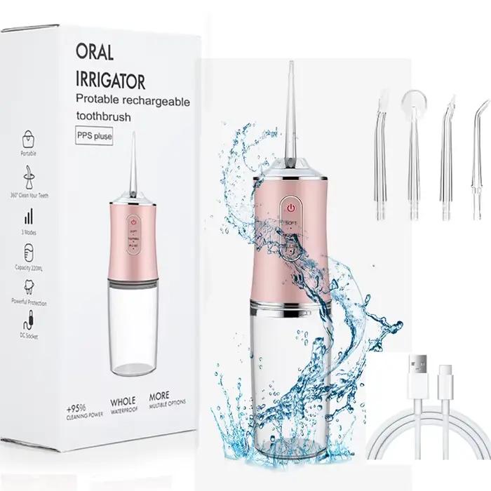 Irrigateur Chevportable USB, hydropulseur dentaire, jet d'eau, outils de sélection de livres, dents, 200ml, 4 buses
