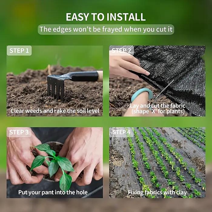 Toile de paillage noire avec trous de plantation