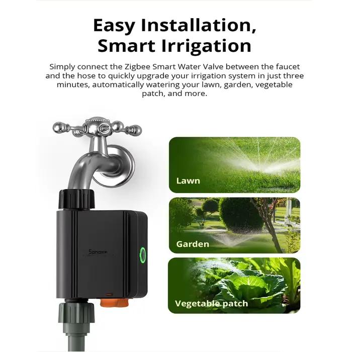 SONOFF SWV vanne d'eau Zigbee robinet contrôleur d'irrigation intelligent système minuterie App commande vocale Via Alexa Google ZHA Ewelink