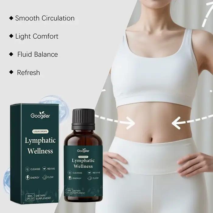 Gouttes liquides pour le bien-être lymphatique 60 ml, détoxification corporelle, soulagement de l'œdème, réduction de la rétention d'eau, réduction des gonflements, supplément à absorption rapide