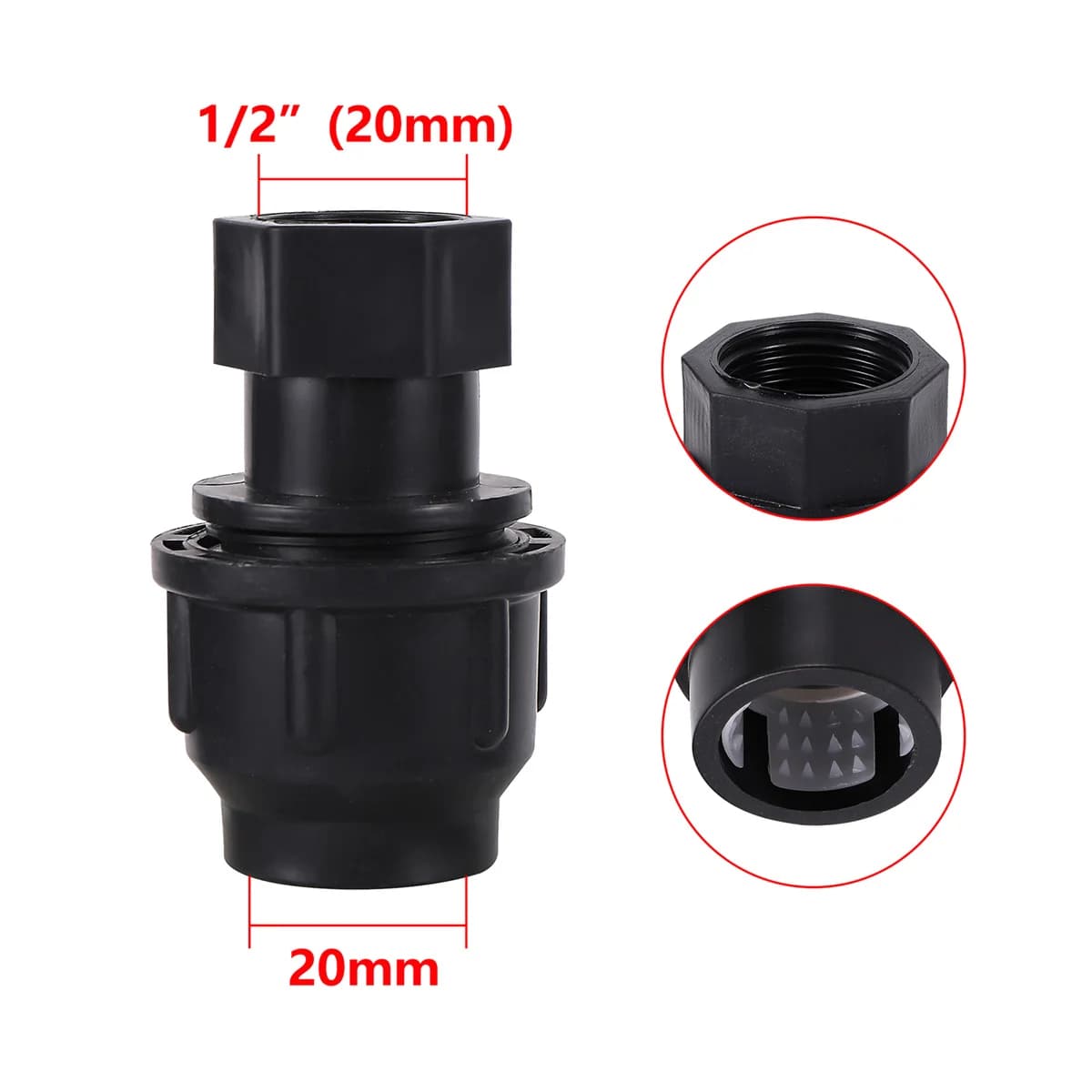 Connecteur de réduction droit noir pour tuyau en PE, raccord de tube, adaptateur d'irrigation à file