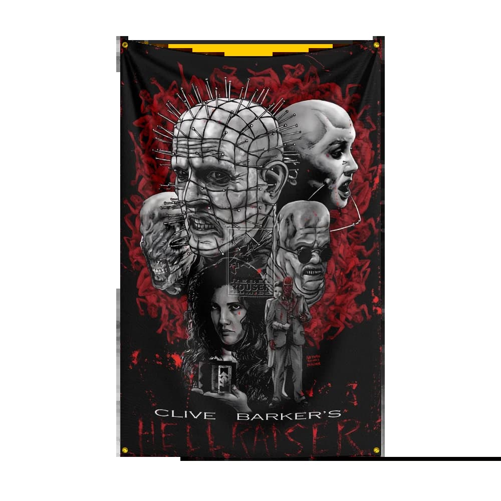 Drapeau h-hellraiser, 3x5 pieds, drapeau de film d'horreur classique, bannière murale suspendue pour