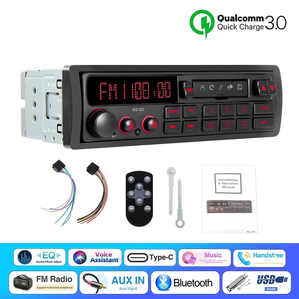1Din autoradio lecteur MP3 Bluetooth USB AUX FM AM RDS EQ classique multimédia stéréo pour Porsche M