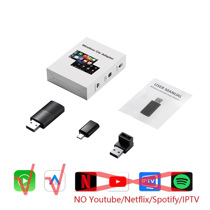 OTTOCAST-Boîtier décodeur TV Android sans fil, adaptateur CarPlay, Auto intégré, Youtube, Netflix, T