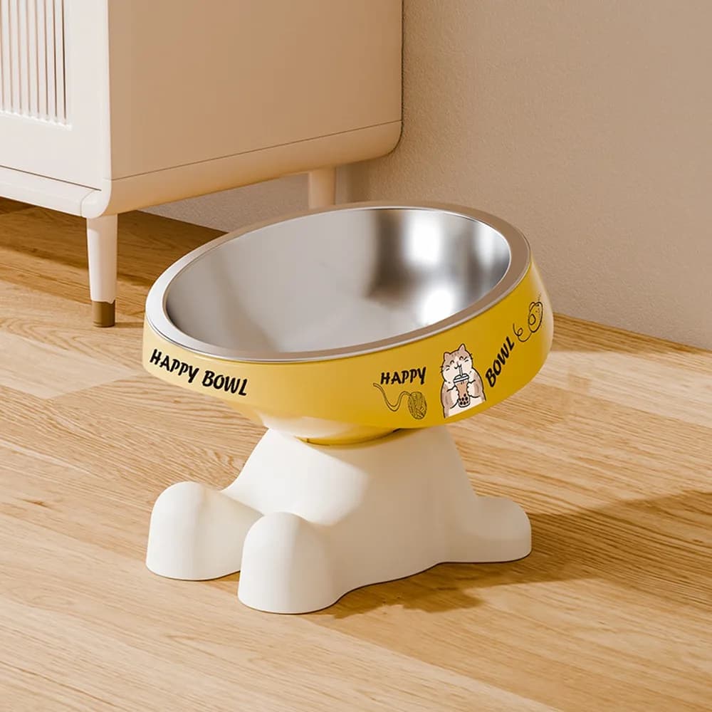 Bol pour chat en acier inoxydable détachable, base antidérapante, bord anti-mastication, bol d'alime