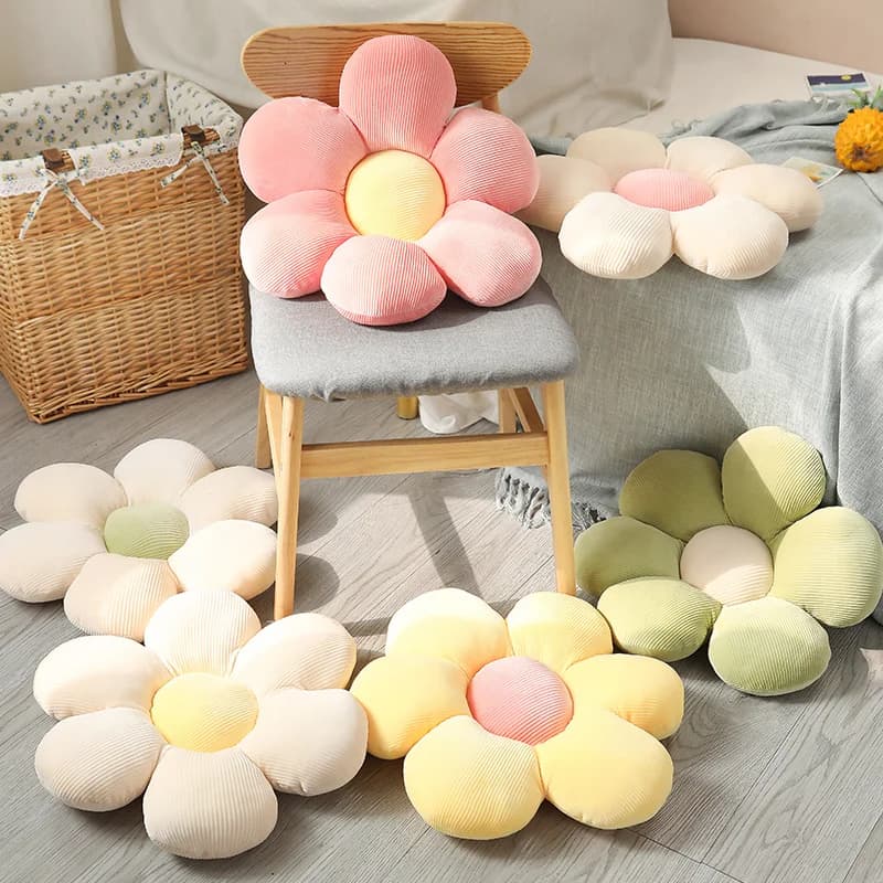 Coussin d'oreiller en peluche à fleurs colorées Kawaii, 30-65cm, tapis de plante de tournesol doux,