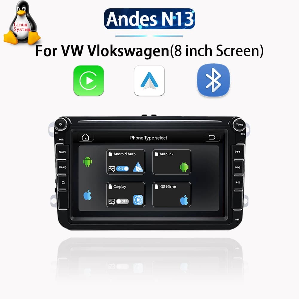 Autoradio LELV 8'' avec système Linux pour VW Volkswagen Skoda Octavia Golf 5 6 Touran Passat B6 Pol