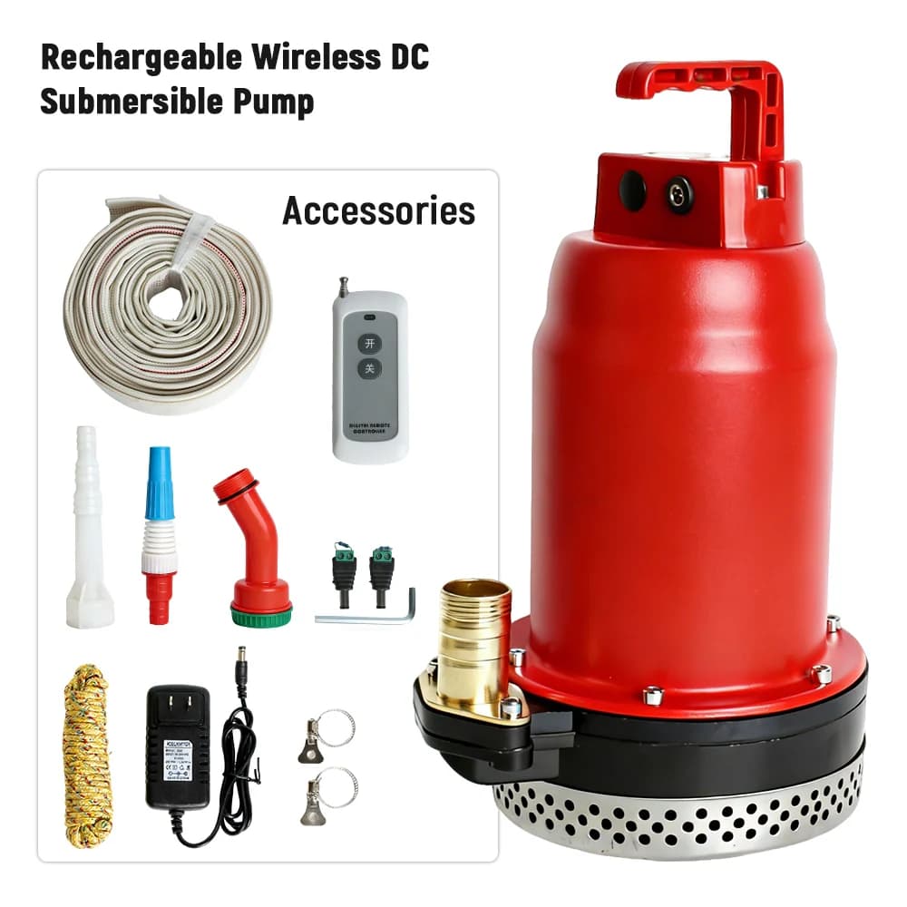 Pompe submersible à batterie au lithium rechargeable, télécommande, 12V 200W, débit élevé, 3,5m³/H,