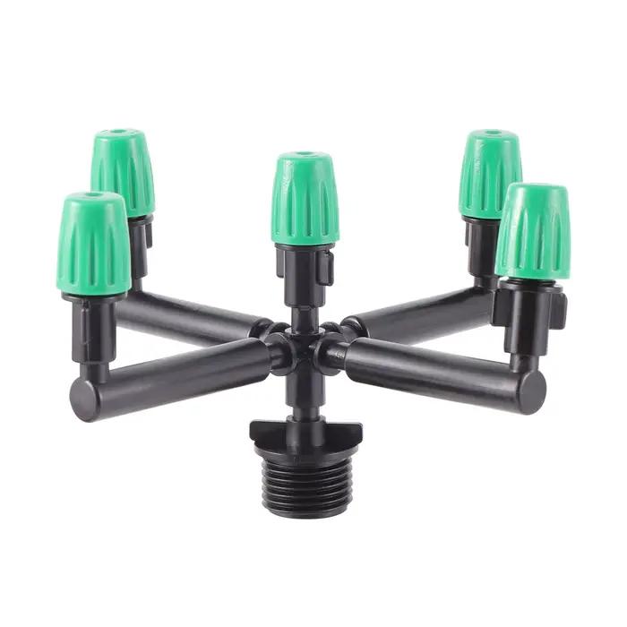 Kit de buse de brumisation à 5 voies pour jardin irrigation rafraîchissement humidification dépoussiérage aménagement paysager désinfection jardinage plantes bricolage