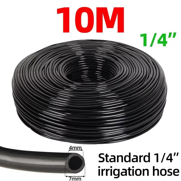 Tuyau d'arrosage goutte à goutte de 1/4 pouces, 4/7mm, micro système d'irrigation de jardinage, noir