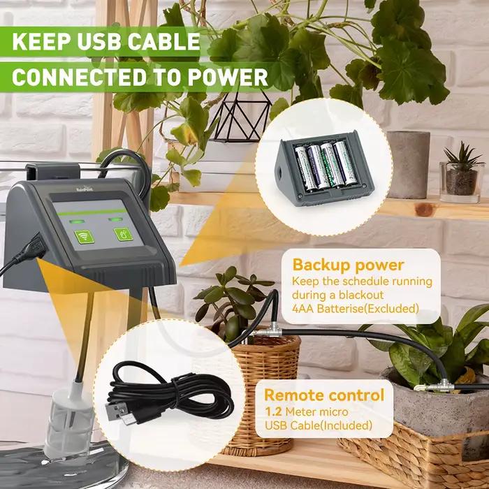 Kit d'arrosage automatique WiFi RAINPOINT pour plantes d'intérieur balcon jardin extérieur avec contrôle vocal app Tuya programmation personnelle