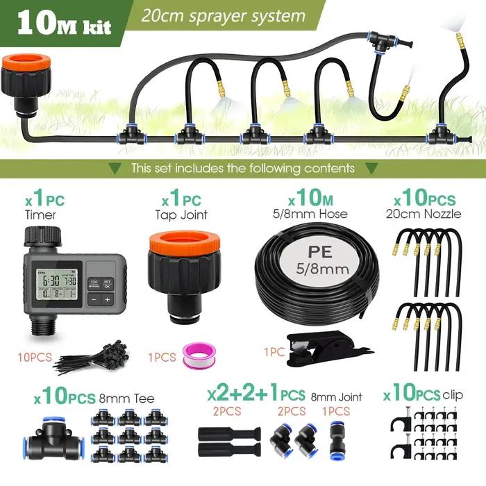 Système de refroidissement par brumisation avec minuterie programmable pour jardin 360 ° Buse