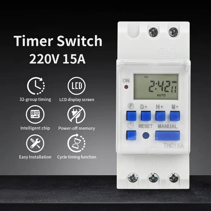 TNCE 220V minuterie interrupteur THC15A mini taille 7 jours contrôleur de temps programmable numérique entièrement