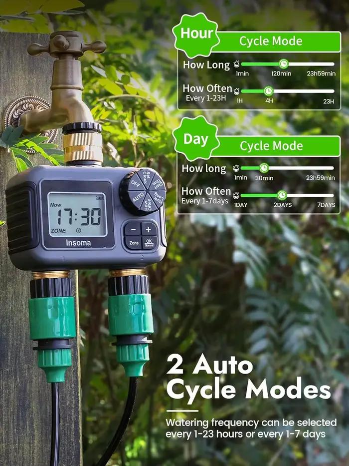 Système d'arrosage intelligent à double sortie minuterie d'eau automatique programmateur de tuyau robinet arrosage jardin extérieur occasions spéciales jardinage