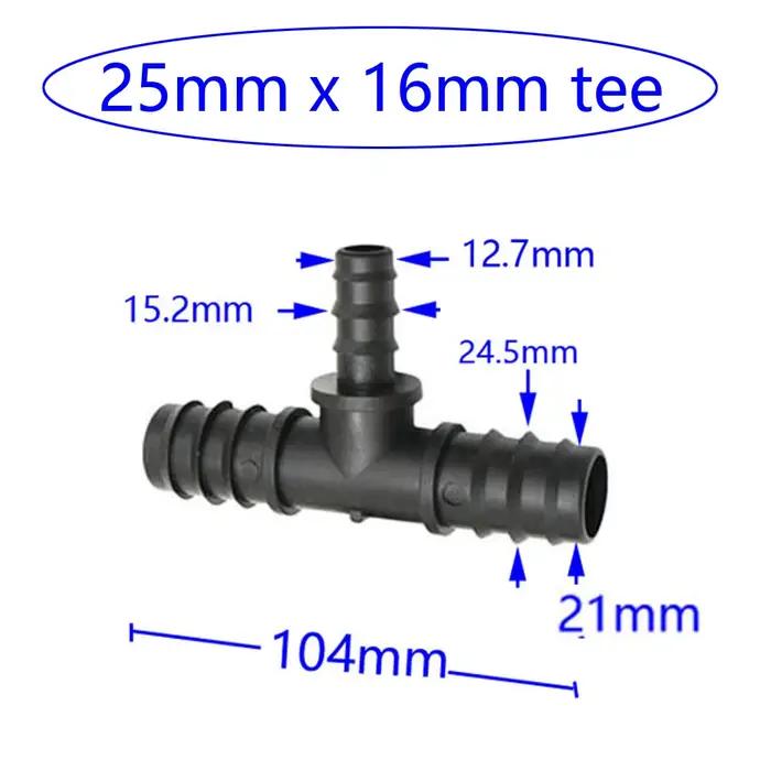 Connecteurs d'eau de jardin en plastique POM pour tuyaux de 16mm 20mm 25mm - Séparateurs de tuyaux en T - Connecteurs réducteurs pour irrigation de jardin occasions spéciales
