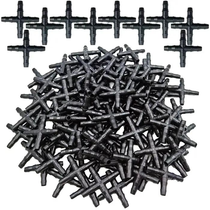 OASIS 10-100 pièces 1/4 ''connecteur croisé pour 4/7mm Micro tuyau 4 voies adaptateur barbelé irriga