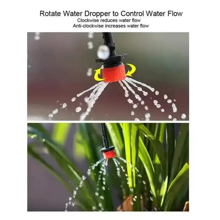 Système d'irrigation goutte à goutte kit d'arrosage automatique avec guide réglable pour jardin pelouse serres vergers terrasse parterres de fleurs