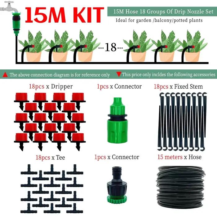 Système d'irrigation goutte-à-goutte pour serre, 10M-30M, bricolage, tuyau d'arrosage automatique, M