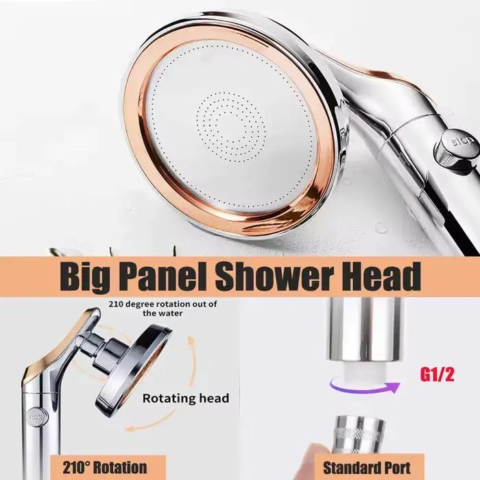 Pommeau de douche rotatif à haute pression avec arrêt d'eau à une touche et rotation de 210° pour une douche économique et agréable