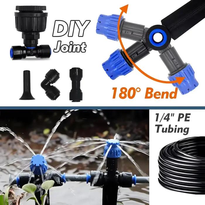 Kit d'irrigation de jardin 1/4'' avec goutteur extérieur 8 trous et piquet