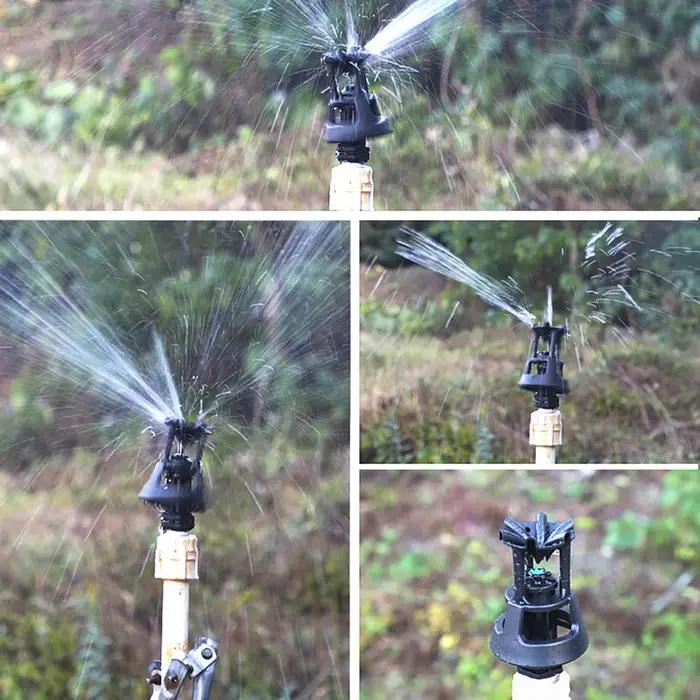 Arroseur pivotant oscillant en plastique robuste pour jardin avec rallonge, buse éloignée et rotation automatique de 360° pour pelouse, verger et parc
