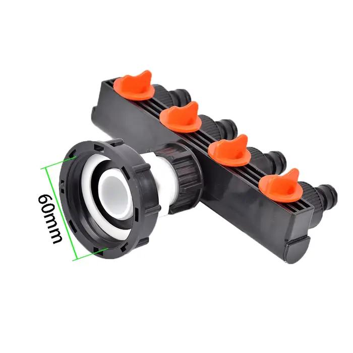 Adaptateur d'eau de jardin IBC S60 de 1000 litres avec séparateurs de tuyau à 4 voies pour irrigation optimisée jardin verdoyant occasions spéciales