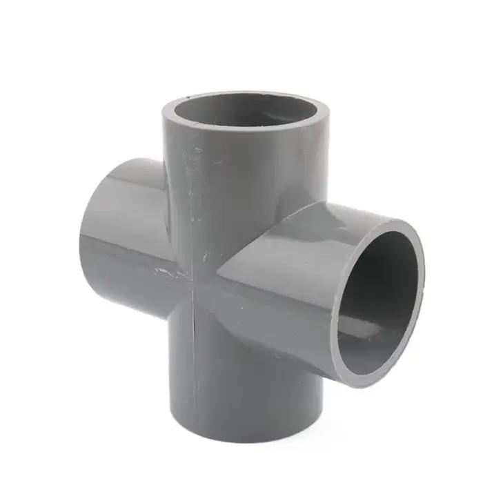 Connecteur de tuyau en PVC gris, coude droit, Joints croisés en T, adaptateur de tuyau d'eau, 3 4 5