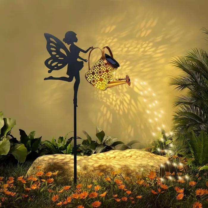 1 arrosoir solaire extérieur avec Silhouette de chat/chien, décoration de jardin solaire suspendue p