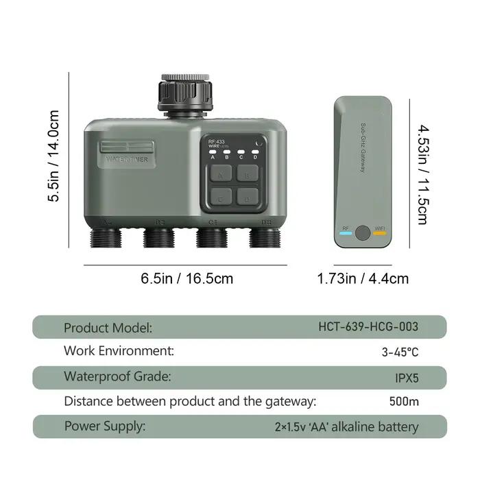 Programmateur d'arrosage intelligent avec contrôle à distance et gestion vocale pour jardin, système d'irrigation automatique à retard de pluie et quatre sorties indépendantes