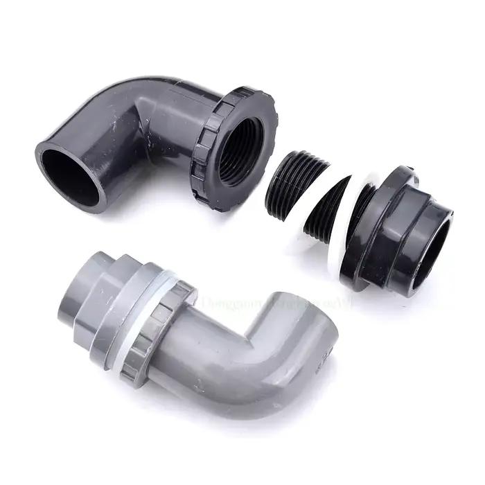 Adaptateur coudé en PVC 90° pour tuyau de débordement d'aquarium anti-fuite avec rotation 360° pour systèmes de filtration et circulation