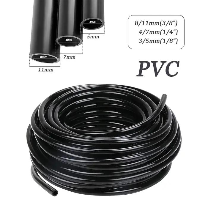 Tuyaux d'irrigation goutte à goutte en PVC noir de 3/5 mm, 4/7 mm, 8/11 mm (1/8'', 1/4'', 3/8'') de 10 à 100 m pour système d'arrosage des plantes