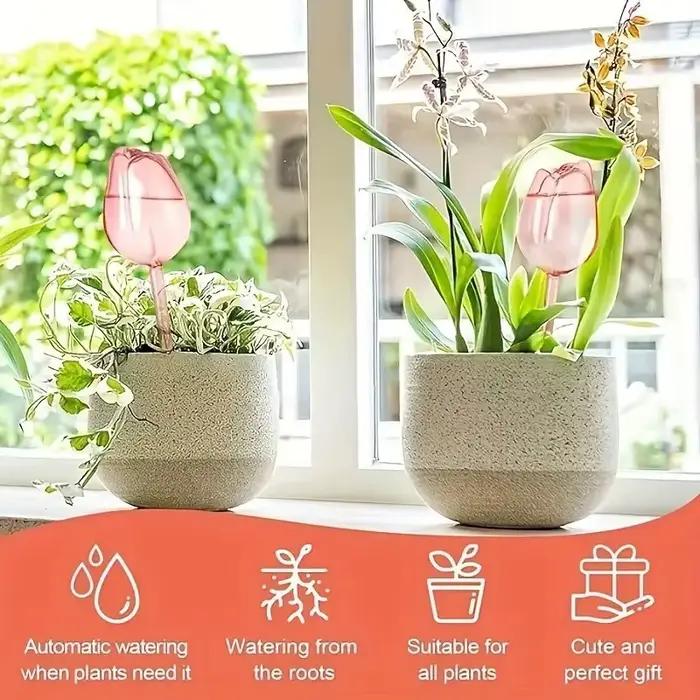 Boules d'arrosage en plastique pour plantes tulipes roses