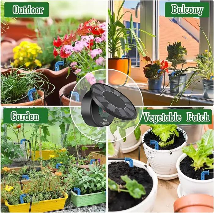 Kit de système d'irrigation goutte à goutte automatique solaire pour jardin extérieur intérieur avec panneau solaire et batterie au lithium pour arrosage intelligent et durable des plantes occasions spéciales