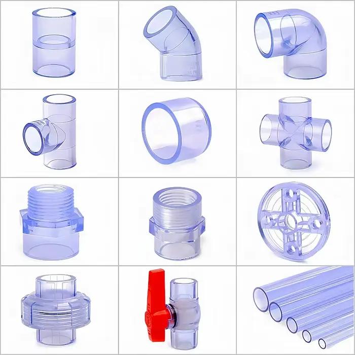 Connecteurs de tuyaux UPVC transparents bleus, 20 ~ 63mm, tuyau de Drainage pour Aquarium, raccords