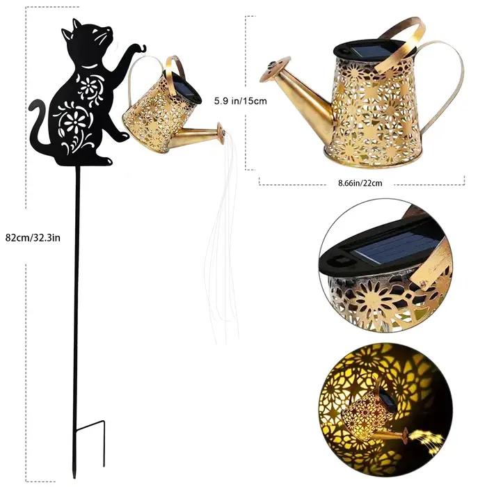 1 arrosoir solaire extérieur avec Silhouette de chat/chien, décoration de jardin solaire suspendue p