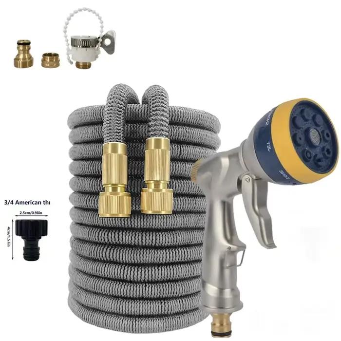 Tuyau d'arrosage haute pression flexible et extensible pour jardin ferme irrigation lavage de voiture enrouleur en pvc couleurs bleu gris clair noir vert clair longueur 25 50 75 100 pieds