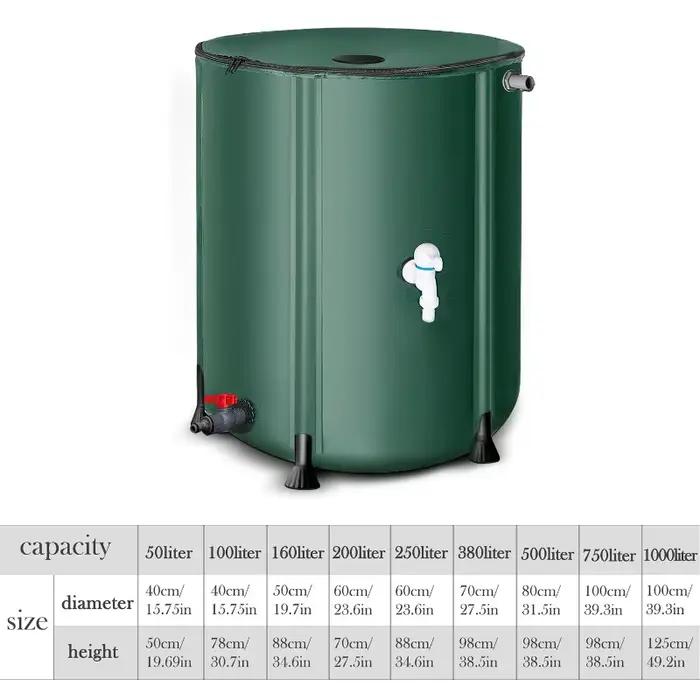 Réservoir de récupération d'eau de pluie pliable en plastique pour jardin 50L-1000L kit d'arrosage durable et économique pour la culture de plantes en plein air